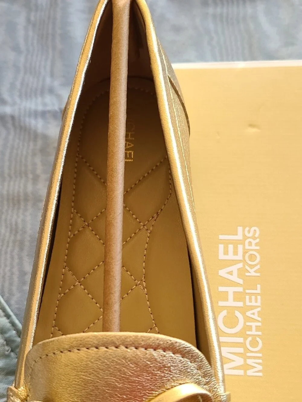 Michael Kors Metallic Gold Bow Moccasin Loafer